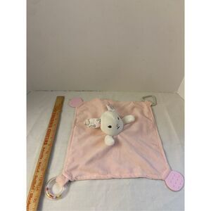 Modern 12x12" baby blanket pink bunny‎ rn #105561
